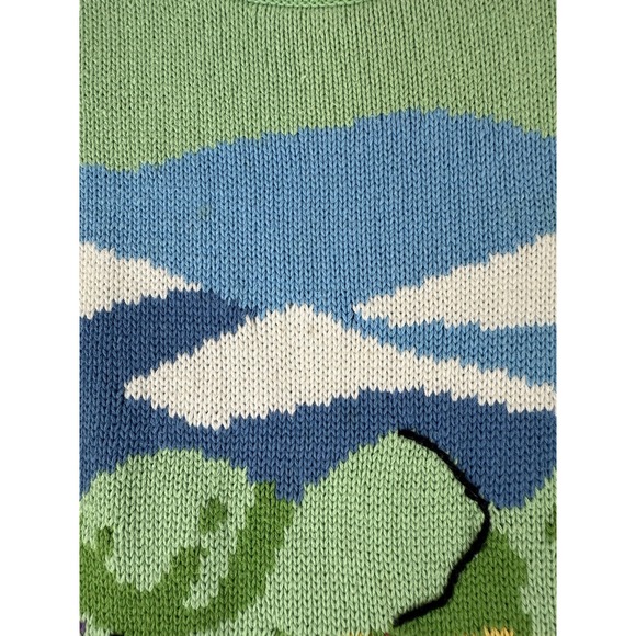 VTG Tail Sweater Sz Large Golf Embroidered Graphic Hong Kong Mountains Flowers - Picture 5 of 13